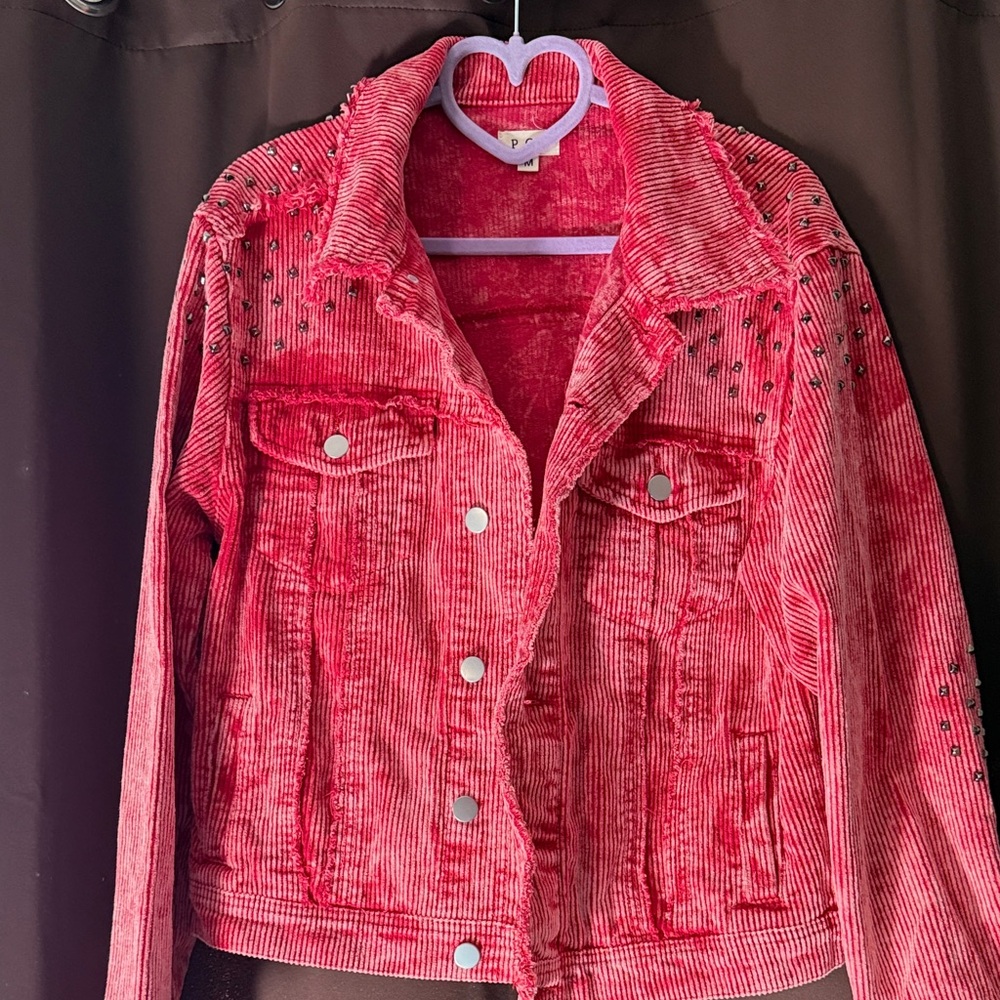 POL Vibrant Red Corduroy Jacket